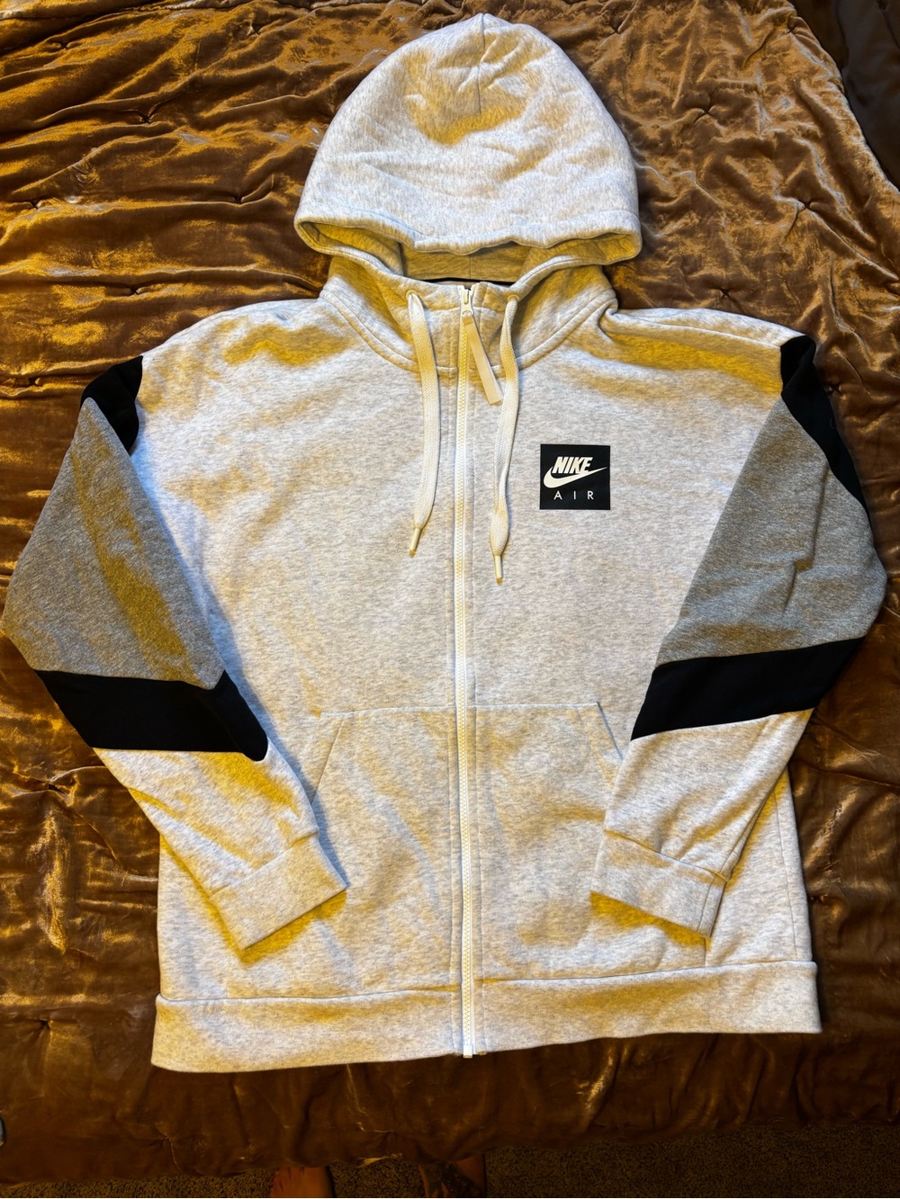 Nike Men’s Light Gray and Black Zip-Up Hoodie